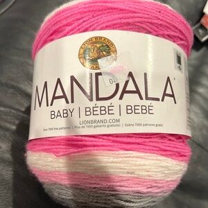 Lion Brand Mandala Baby Yarn - Pink and White